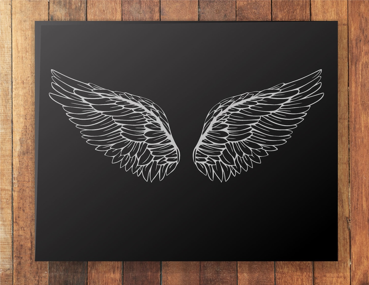 翼のシンプルな線画イラスト
