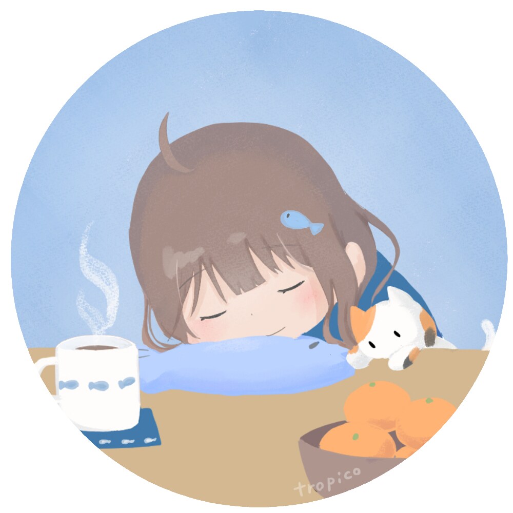 おさかなモチーフの寝ている女の子