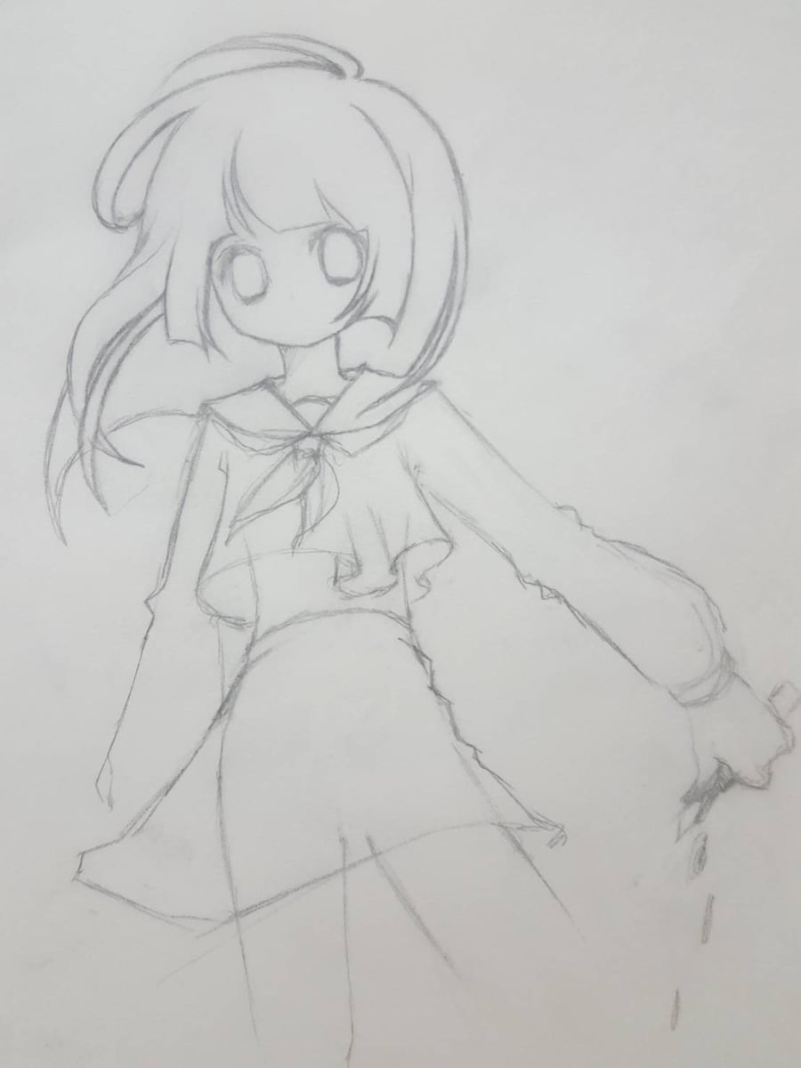 キャラクターイラストの下書きです。
