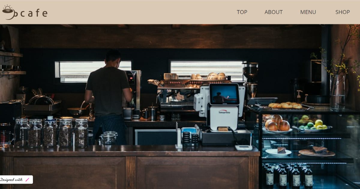 カフェのホームページ（イメージ）
