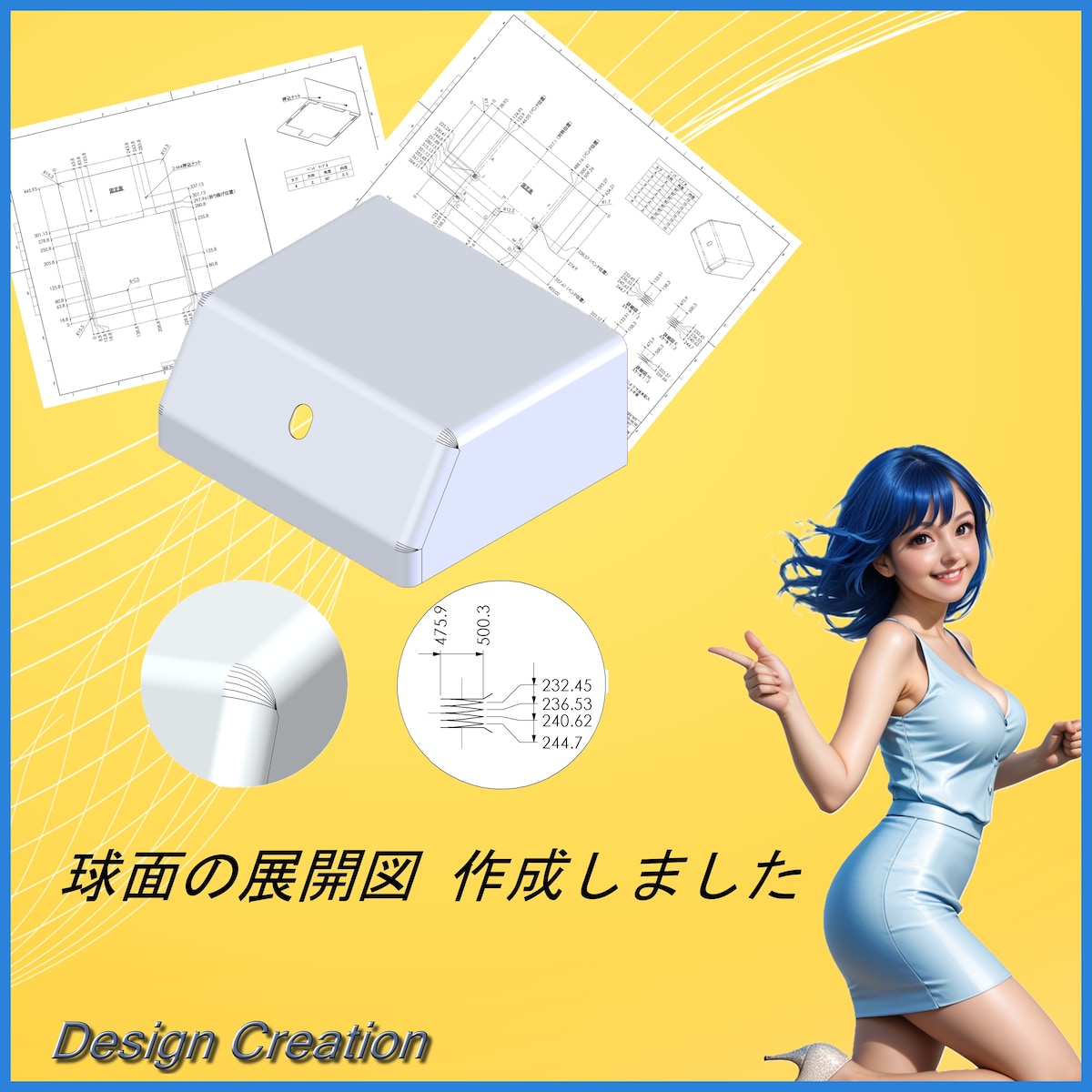 球面形状の展開図作成