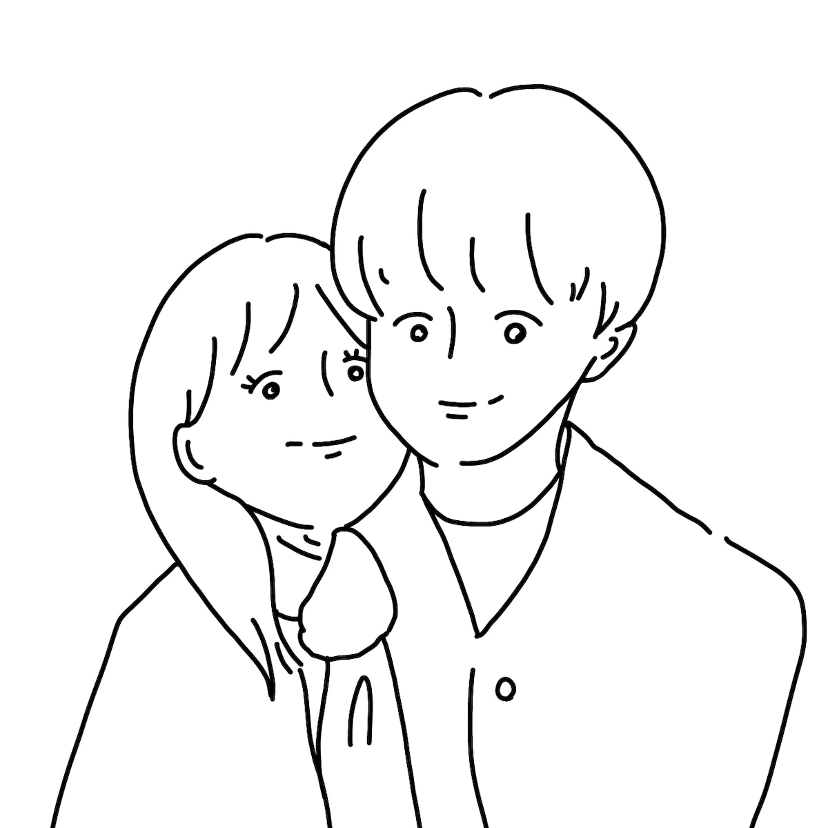 カップル似顔絵(色無し)
