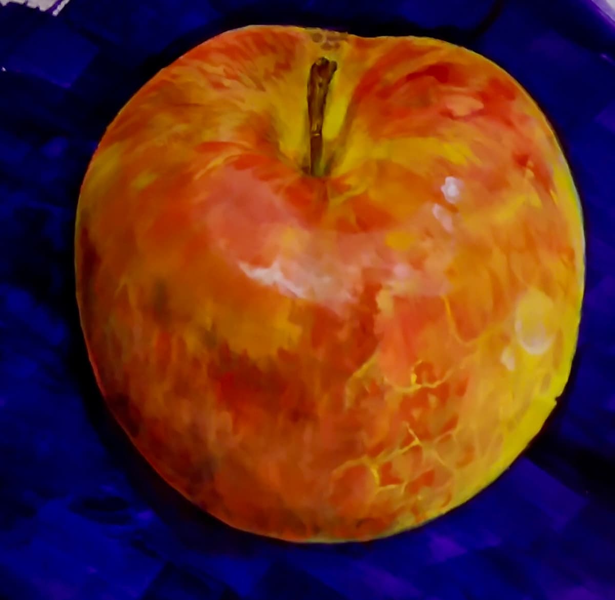 アクリル絵の具によるりんごの絵