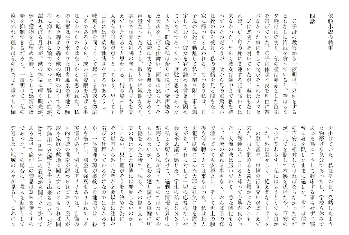 犯罪小説執筆のご依頼