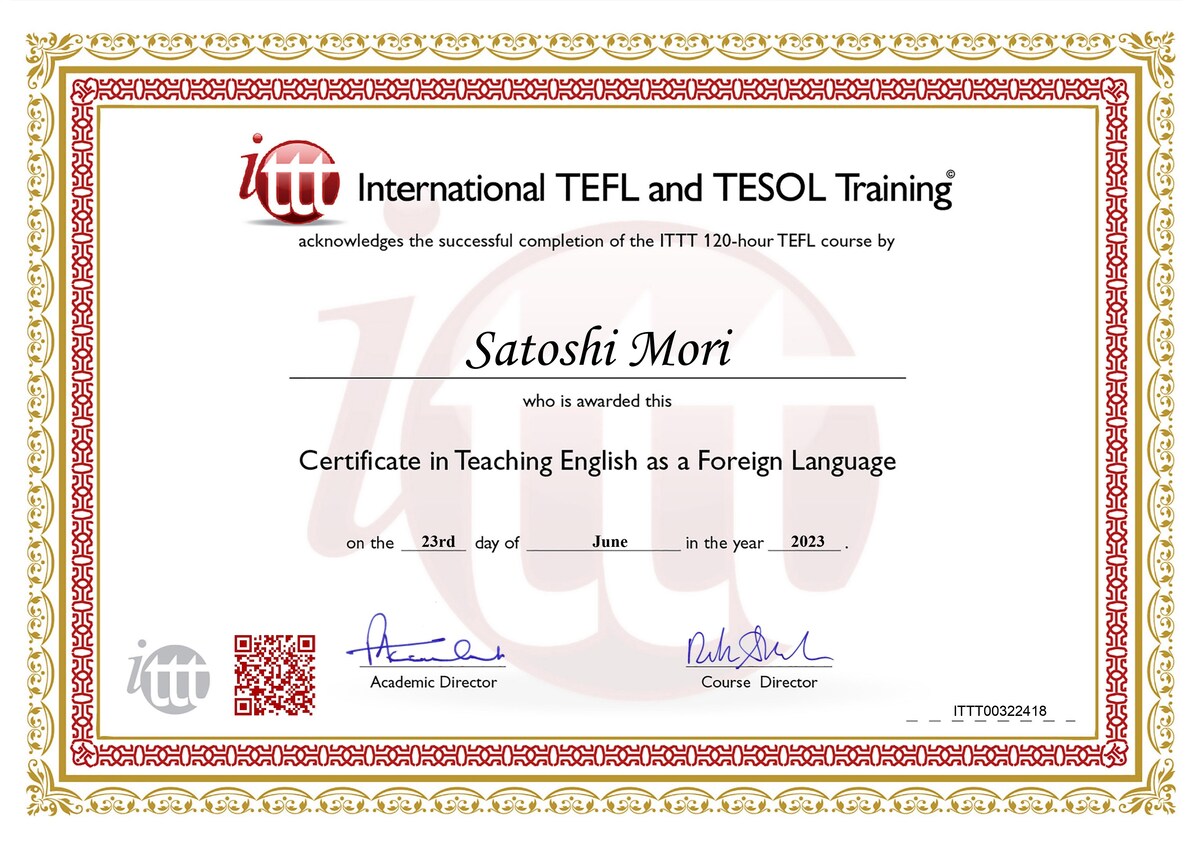 TEFL（国際英語教授資格）