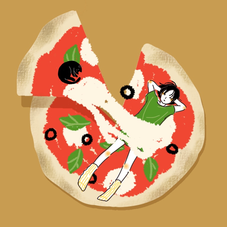 食べ物と人物イラスト
