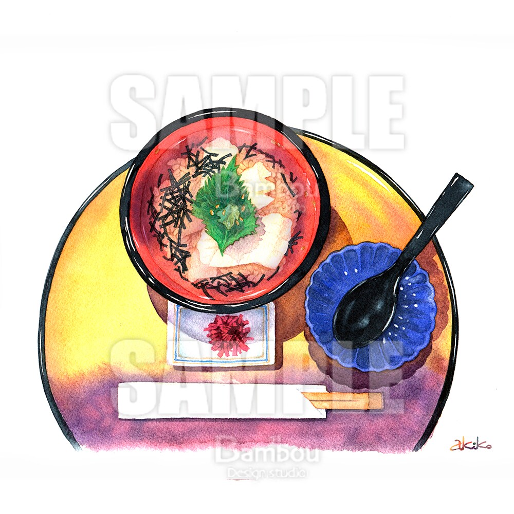 水彩イラスト｜料理（鯛茶漬け）