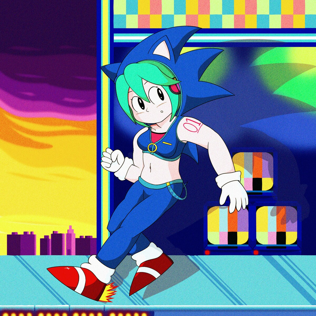 3.二次創作イラスト　ミク（ソニックスタイル）