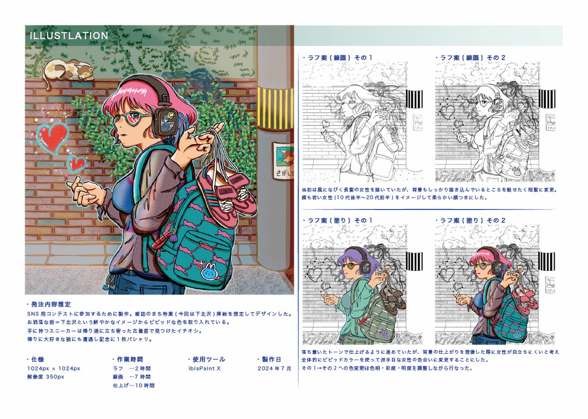 雑誌の挿絵を想定して製作