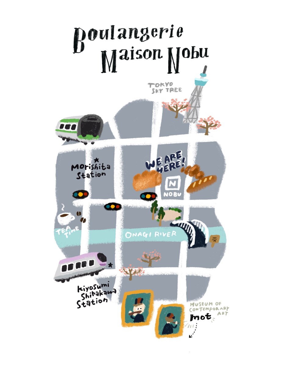 都内ブーランジェリーの地図のイラスト