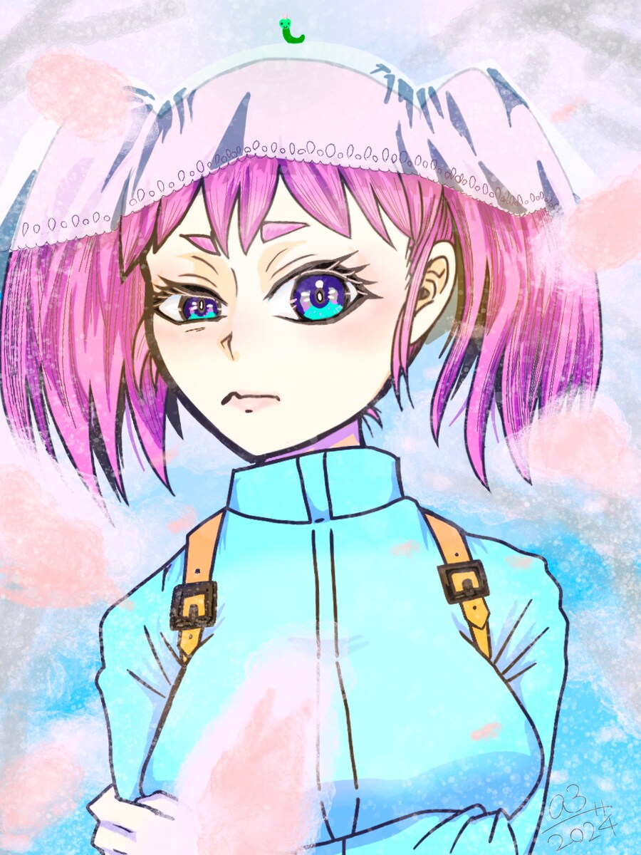 自由制作「春の桜下の少女」