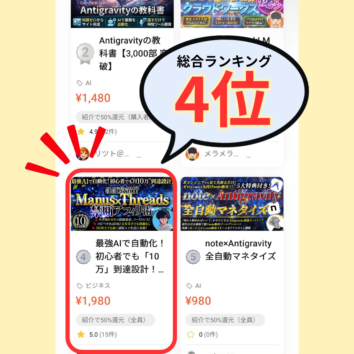 総合ランキング4位獲得！