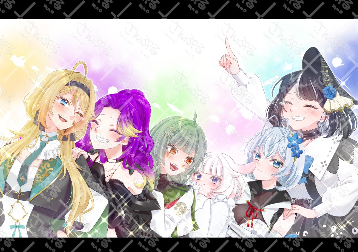 複数人イラストの作画サンプル