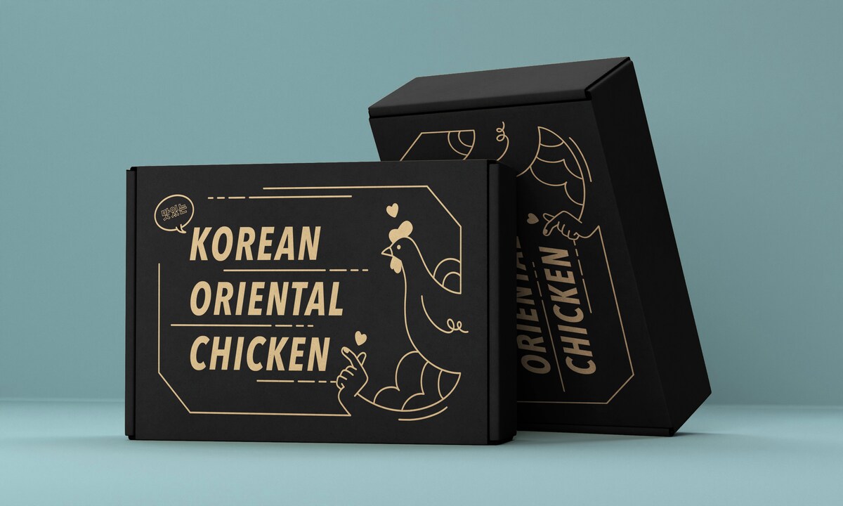 韓国チキンデリバリーボックスのデザイン