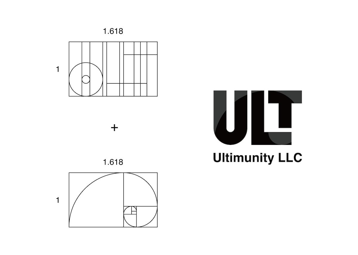 「ULT」黄金比を利用したアルファベットロゴ