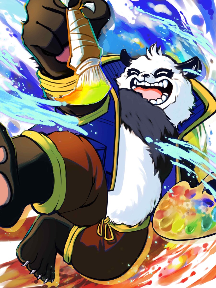 Skeb納品物４　絵を描くパンダのキャラクター