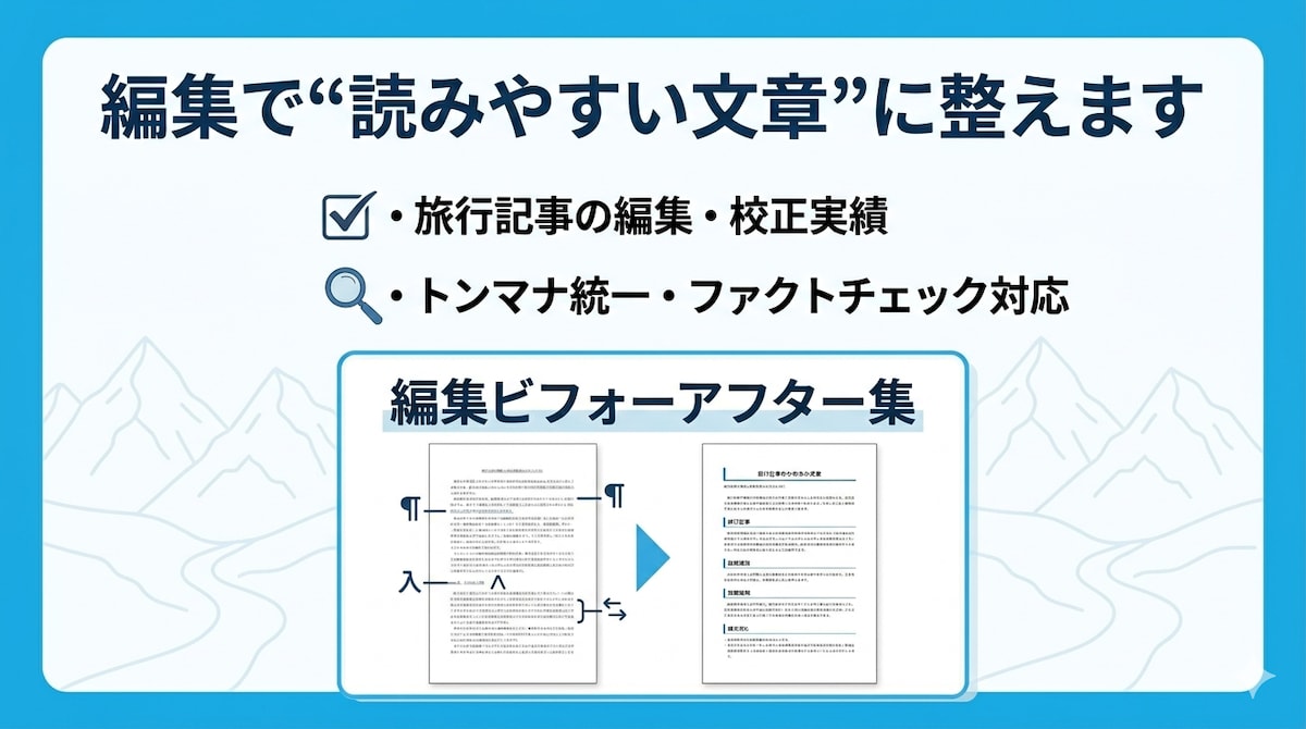 旅行記事の編集・リライト実績