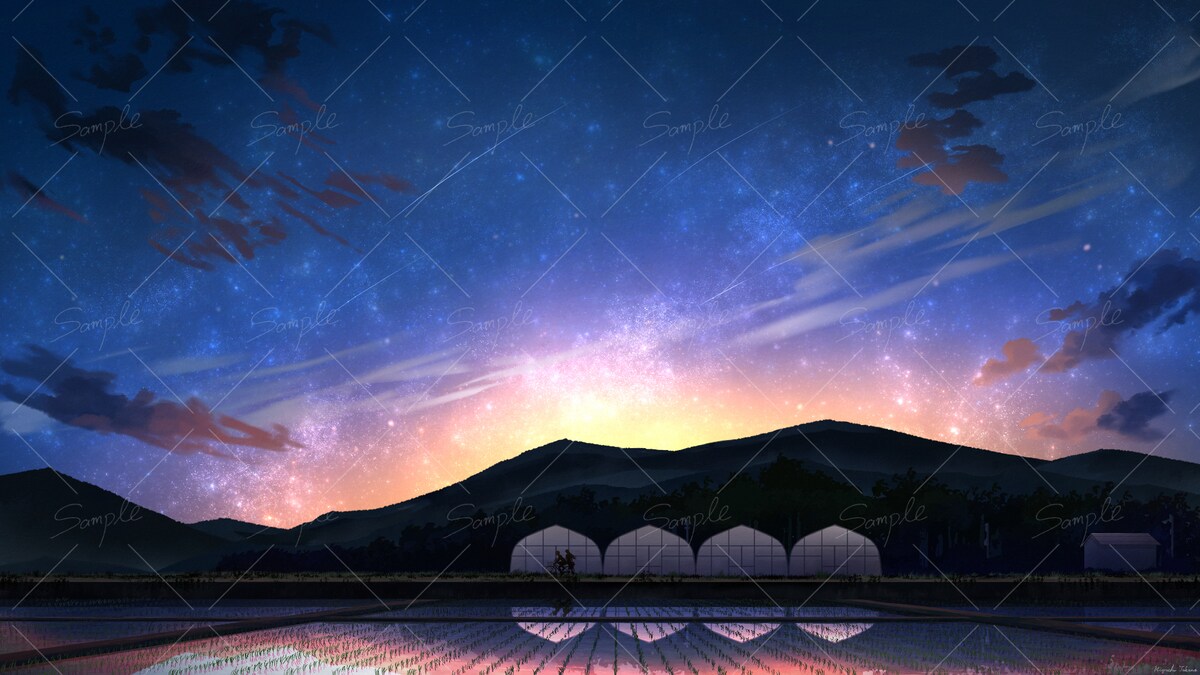 あの懐かしい記憶の中で─田んぼと夕暮れと星空─