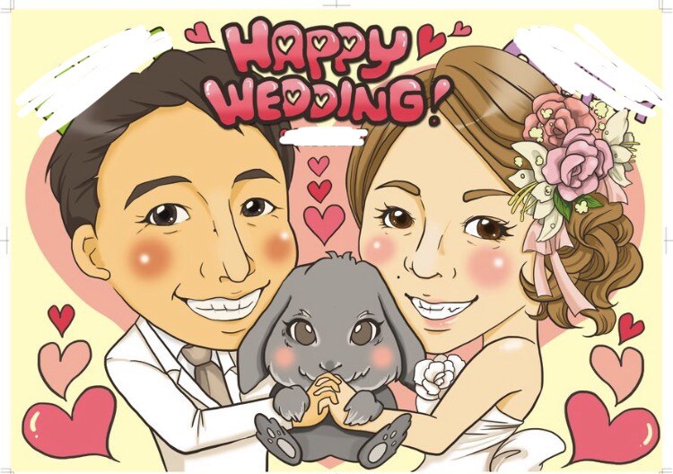 結婚式の似顔絵ウェルカムボード