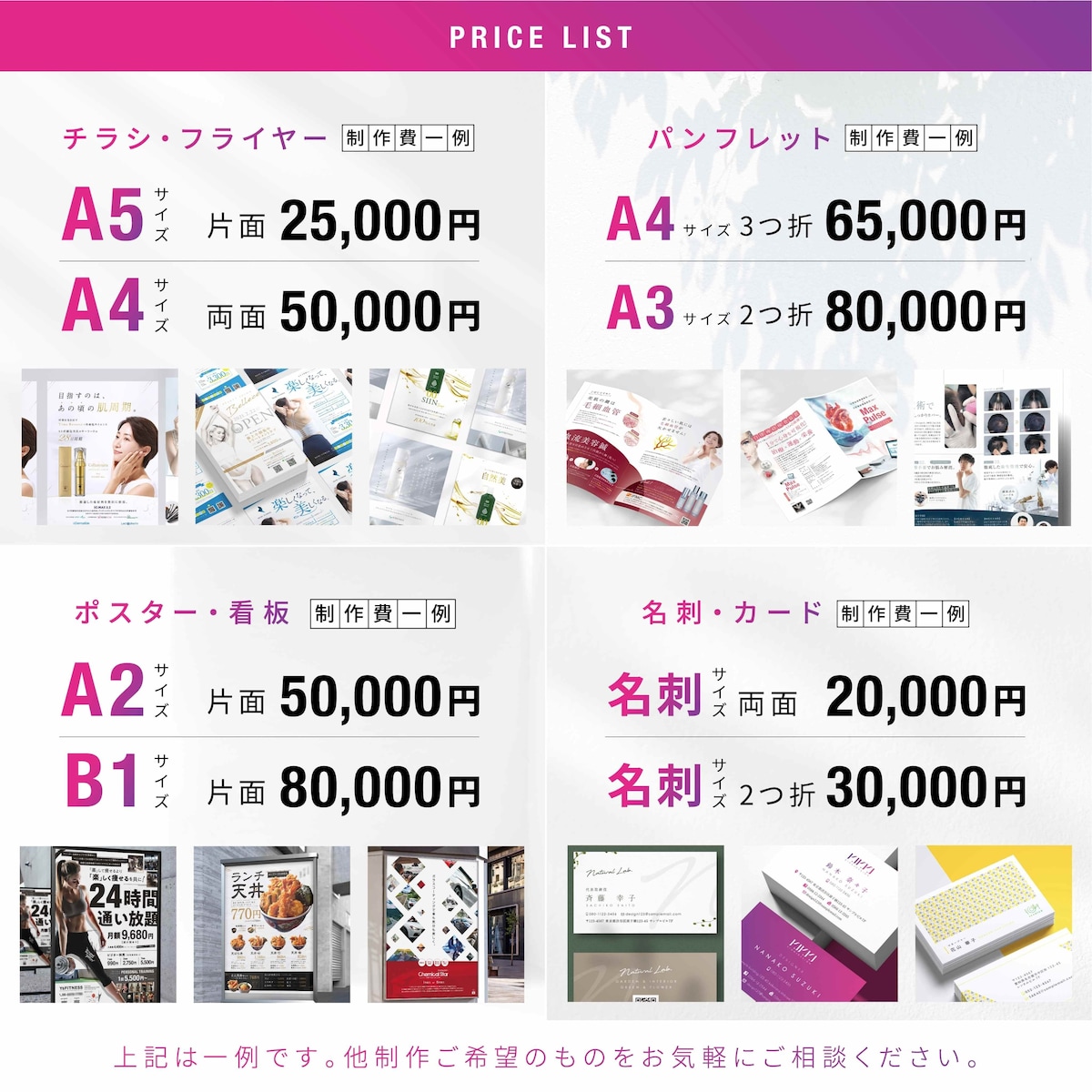 KIKKI design 制作費の一例です。