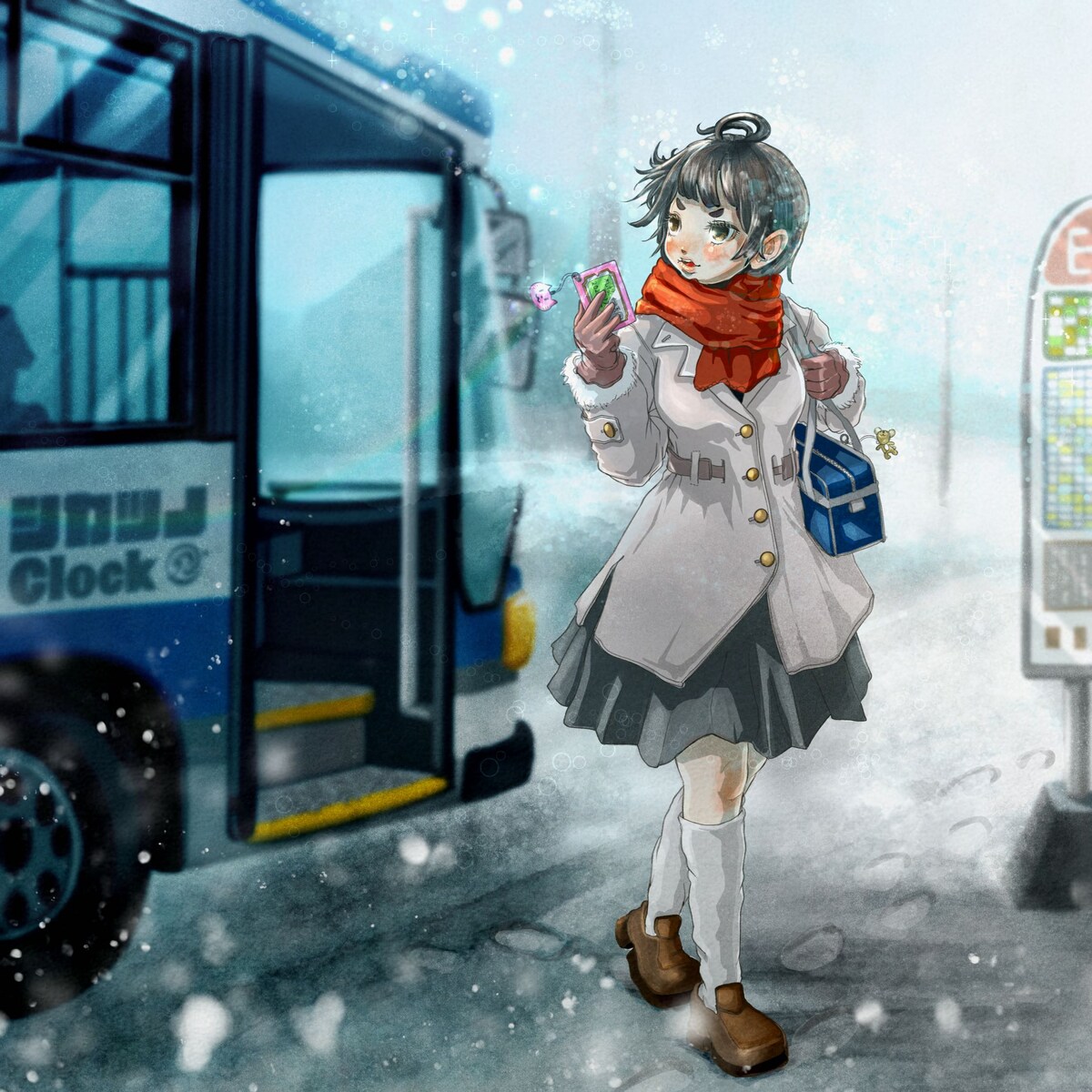 バスから降りて