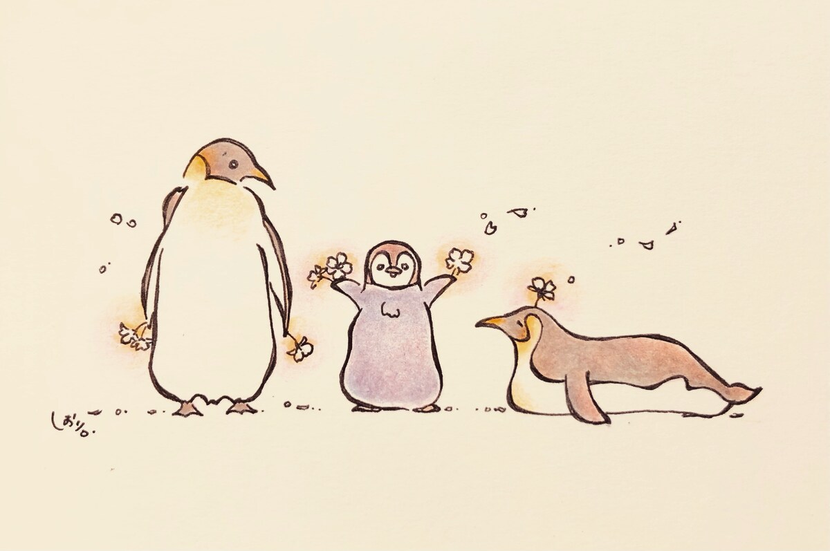 春のペンギンイラスト
