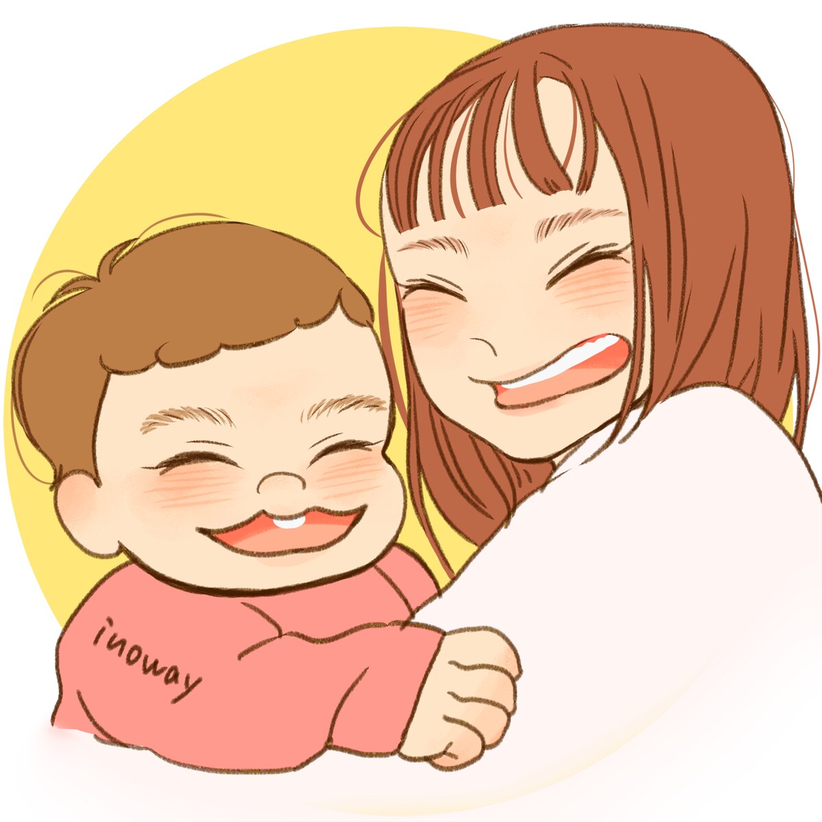 かわいい親子の似顔絵