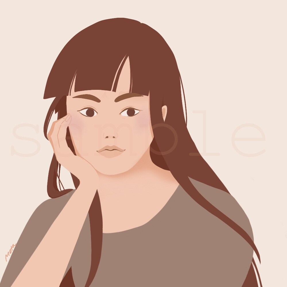 女性アイコン頬杖