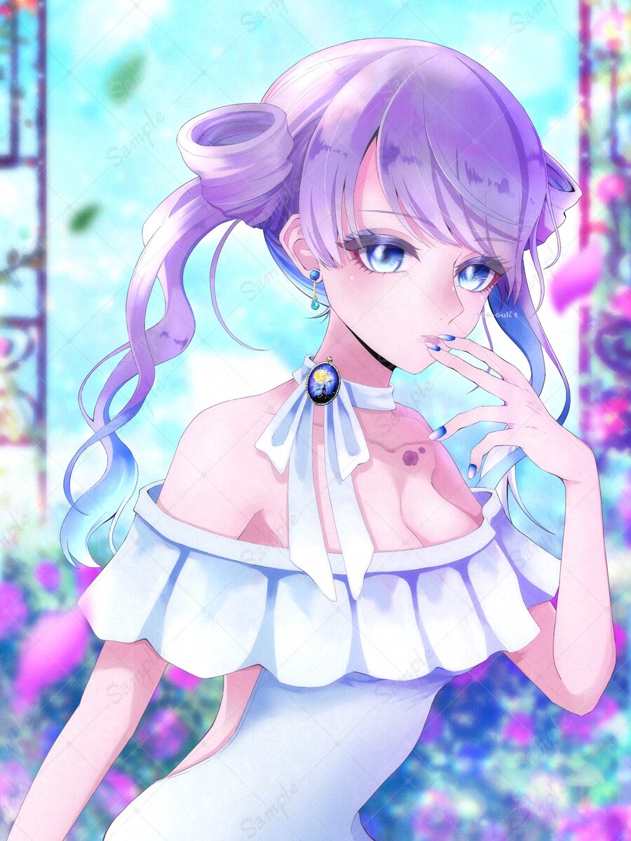 花園にいる女の子のイラスト制作、キャラクターデザイン