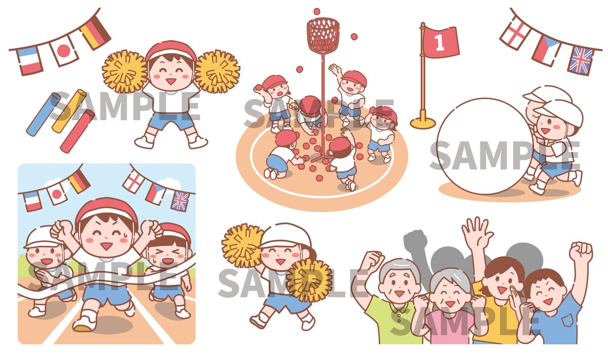 運動会のイラストセット