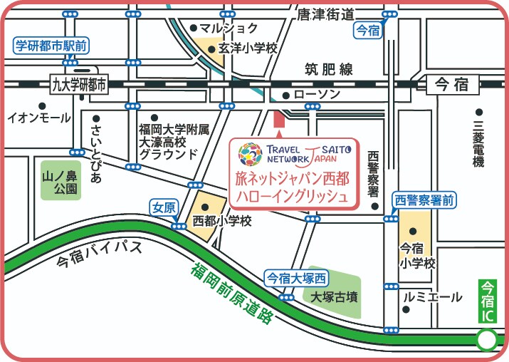 旅ネットジャパン西都 ハローイングリッシュ　様の　案内マップ