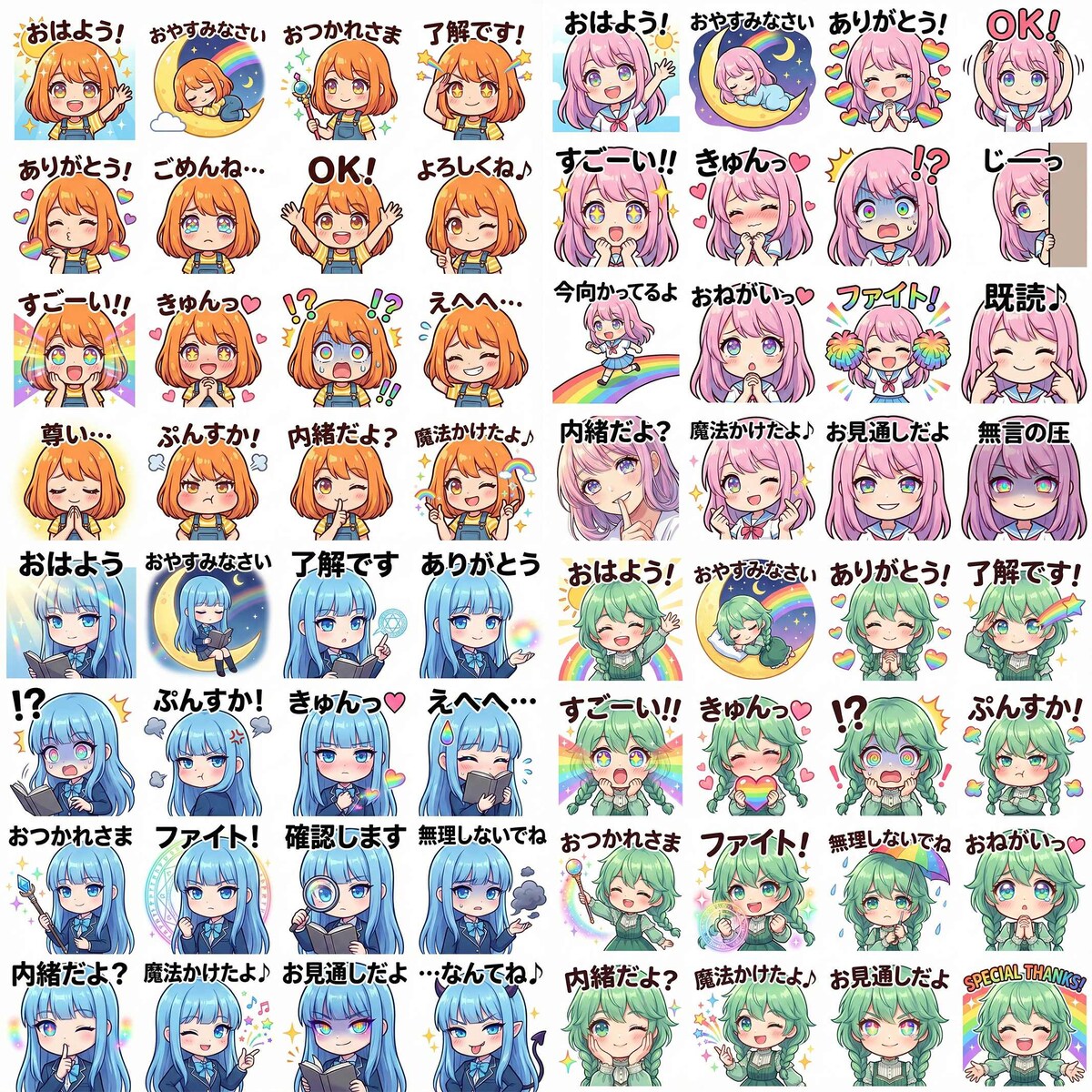 可愛い女子のLINEスタンプサンプル1
