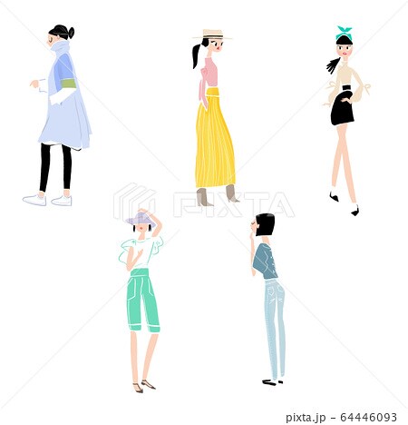 色々なファッションの女性のイラスト