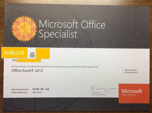 MOS Excel 2013
