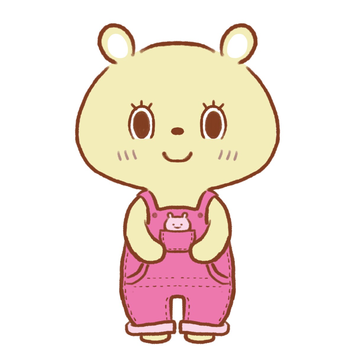 ピンクのオーバーオールくま